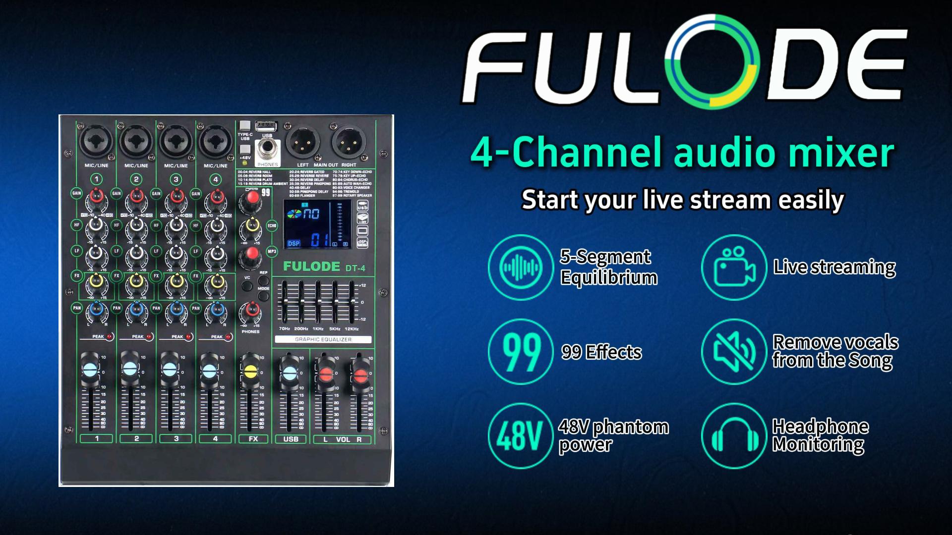 Amazon.com: FULODE Professional DJ Audio Mixer,6 Channel Sound